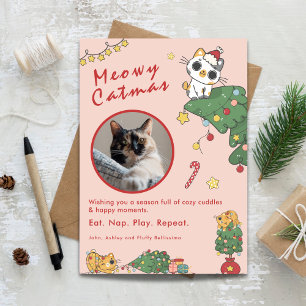 Meowy Catmas   Söt Julkatts Fotografi Julkort