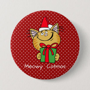 Meowy Catmas Stor 3" Rund Knapp