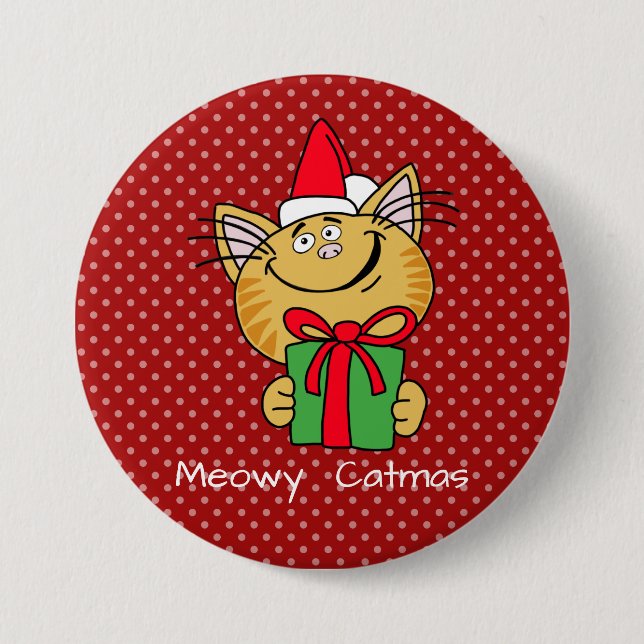 Meowy Catmas Stor 3" Rund Knapp (Framsida)