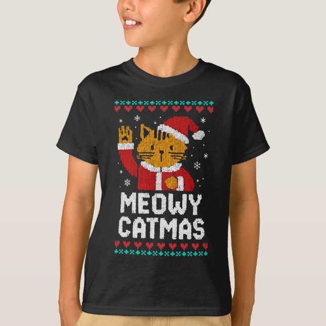 Meowy Catmas T Shirt (Framsida)