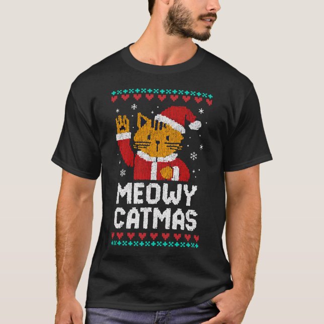 Meowy Catmas T Shirt (Framsida)