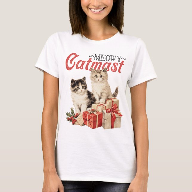 Meowy Catmas T-Shirt (Framsida)