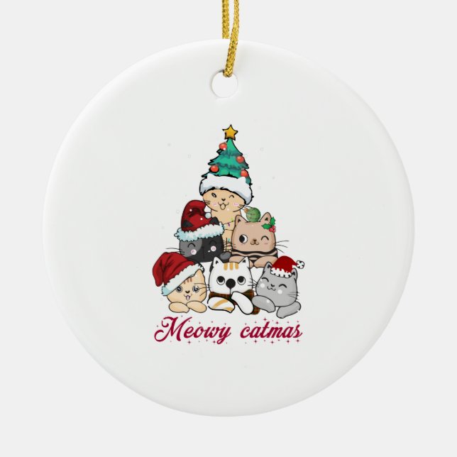 Meowy Catmas Träd Julgransprydnad Keramik (Framsidan)