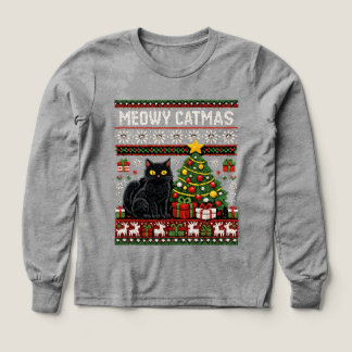 Meowy Catmas Tröja Rolig Jul Katt Långärmad