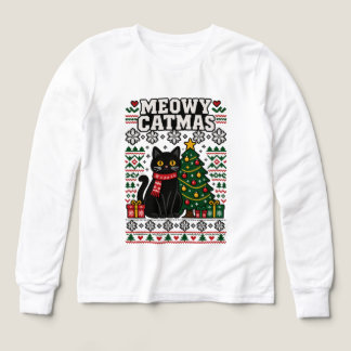 Meowy Catmas Tröja Rolig Julkatte Långärmad