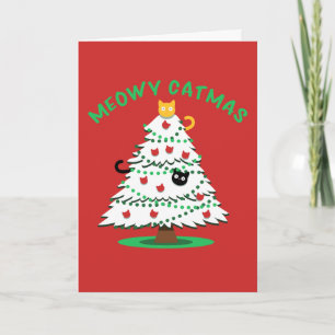 Meowy Catmus Roliga julgranskatter Helgkort