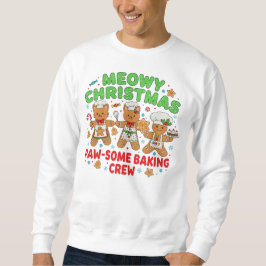 "Meowy Christmas Baklag Crew Tröja Lång Ärmad Tröja