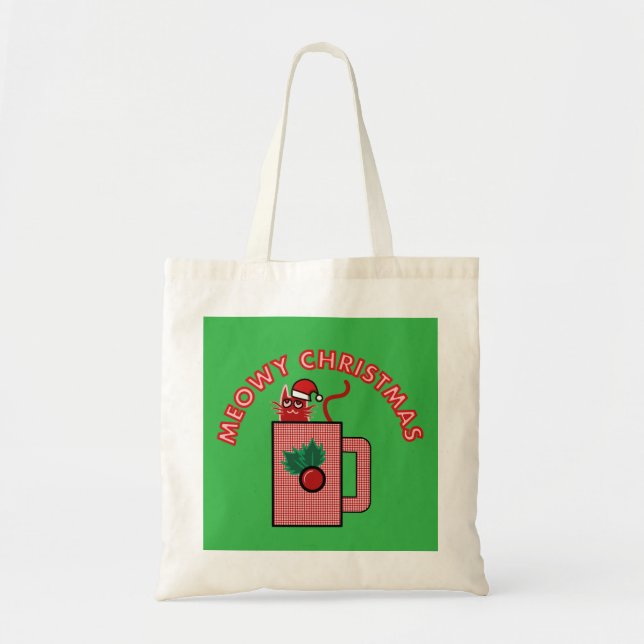 MEOWY CHRISTMAS Budget Tote Bag Tygkasse (Framsidan)
