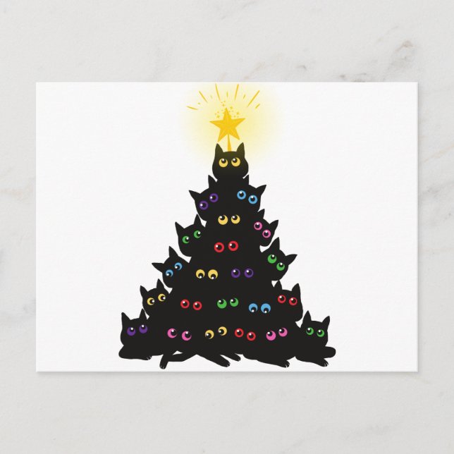 Meowy Christmas Cat Christmas Tree Vykort (Framsida)