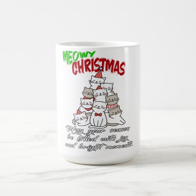 Meowy Christmas Cat – Cute Holiday Cat Lovers Mug Kaffemugg (Center)