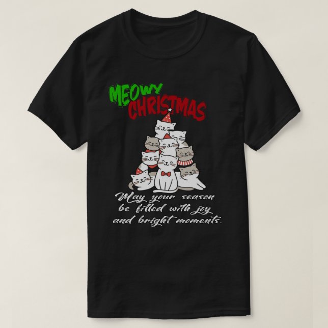 Meowy Christmas Cat – Cute Holiday Cat Lovers Tee (Design framsida)