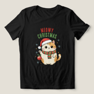 Meowy Christmas Cat – Festive Holiday Design T Shirt