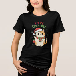 Meowy Christmas Cat – Festive Holiday Design T Shirt