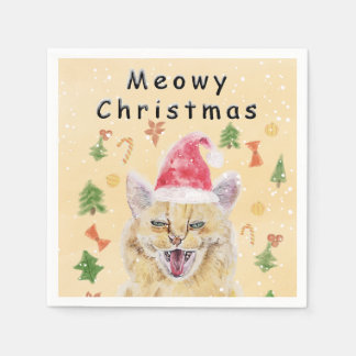 Meowy Christmas cat funny and cute cat  Pappersservett