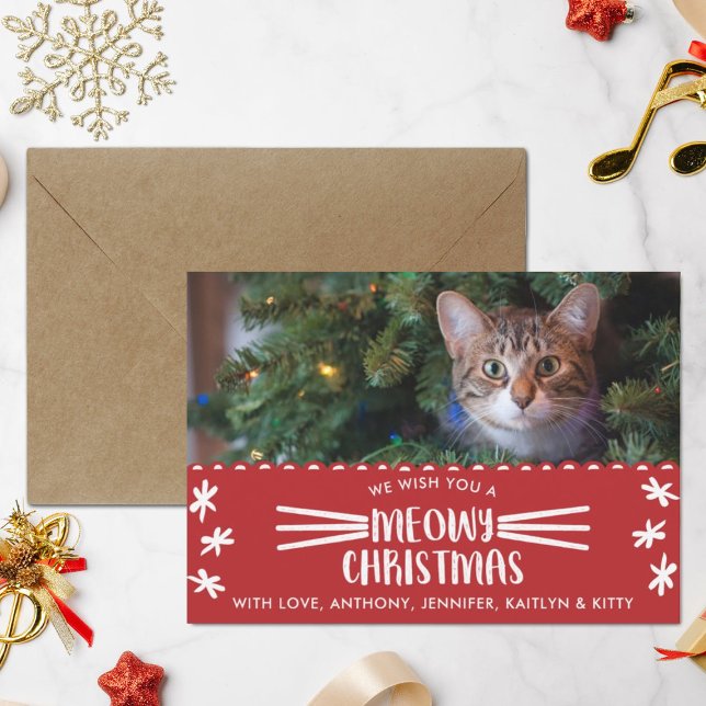 Meowy Christmas | Cat Holiday Photo Julkort (Skapare uppladdad)