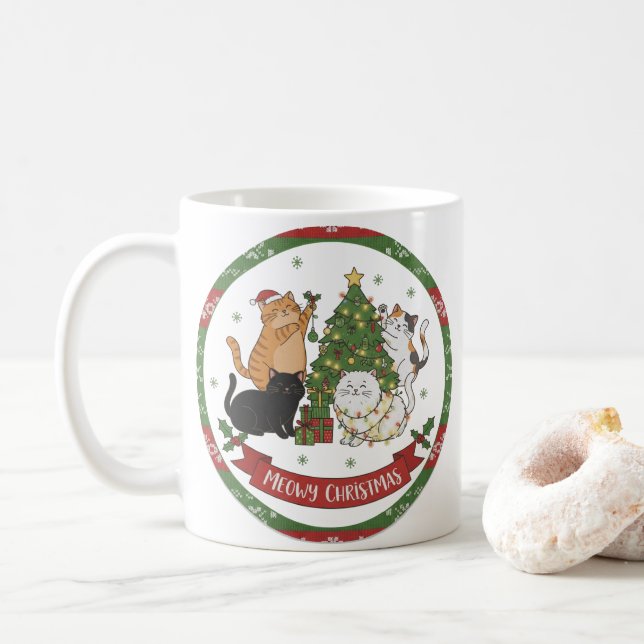 Meowy Christmas Cat Lovers Mug - Christmas Gift Kaffemugg (Med munk)