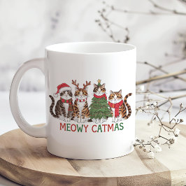 Meowy Christmas Cats with Lights Funny Holiday Kaffemugg