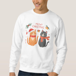 Meowy Christmas – Cute Funny Cats Holiday Design  Lång Ärmad Tröja