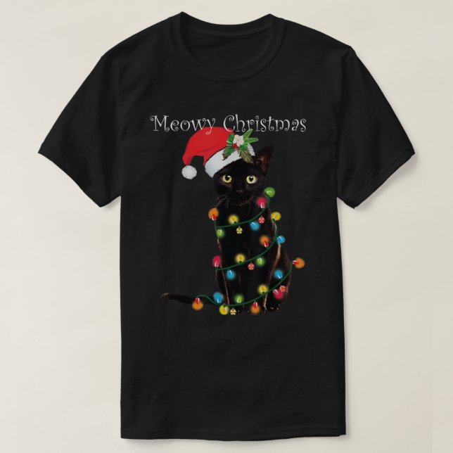 Meowy Christmas Funny Cat Design T Shirt (Design framsida)