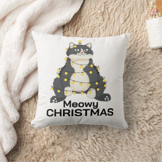 Meowy Christmas Funny Festive Cat Animal Lover Kudde