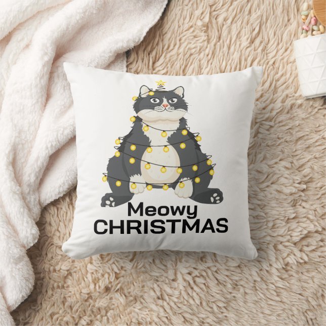 Meowy Christmas Funny Festive Cat Animal Lover Kudde (Filt)