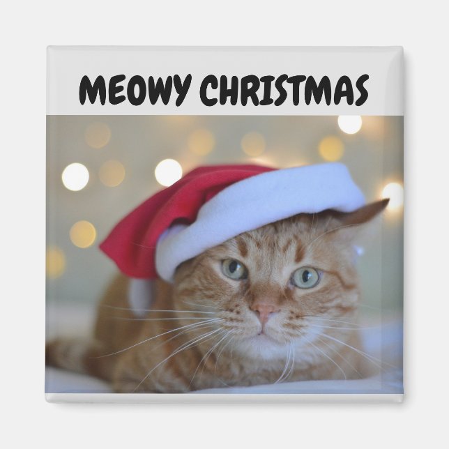 MEOWY CHRISTMAS GINGER CAT MAGNET (Framsidan)