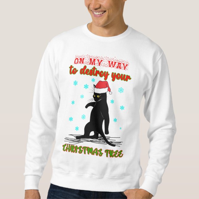 MEOWY CHRISTMAS, julgåva, God jul Lång Ärmad Tröja (Framsida)