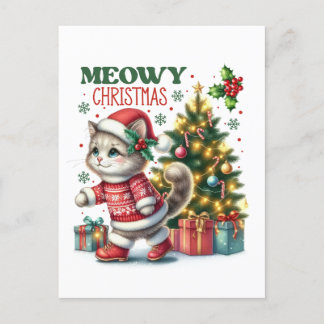 Meowy christmas-kort vykort