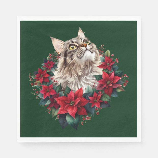 Meowy Christmas Maine Coon Cat  Pappersservett (Framsidan)