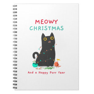Meowy christmas och ett lycklig purår anteckningsbok