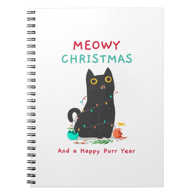 Meowy christmas och ett lycklig purår anteckningsbok (Framsidan)
