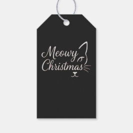 'Meowy Christmas' Sofistikerad Kolmörk Svart Presentetikett