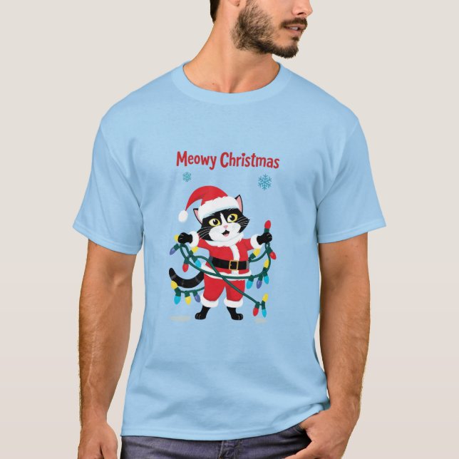 Meowy Christmas T Shirt (Framsida)