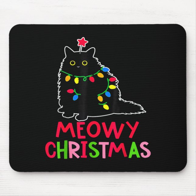 Meowy Christmas Xmas Lights Black Cat Pajamas Fami Musmatta (Framsidan)