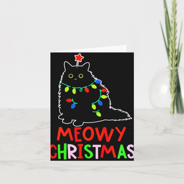 Meowy Christmas Xmas Lights Black Cat Pajamas Todd Kort (Framsida)