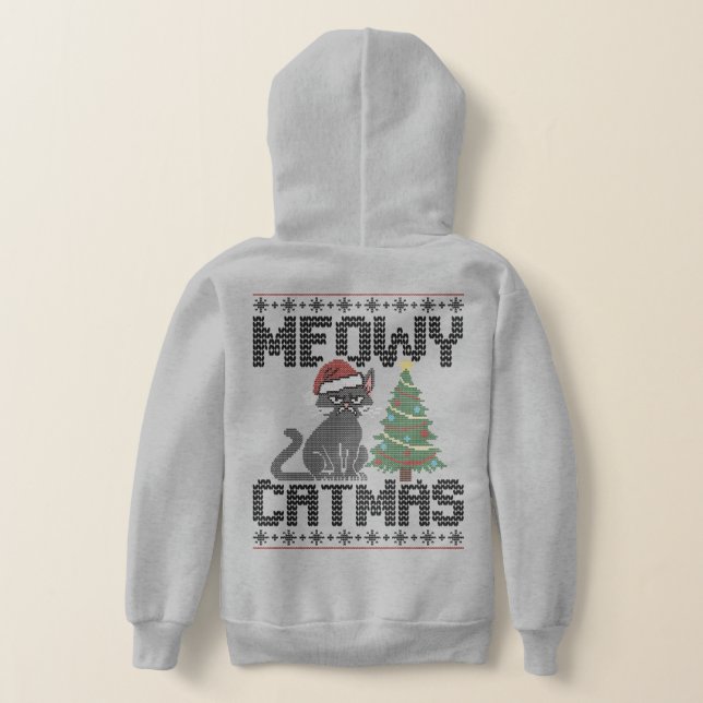 Meowy Christmas Ya Filthy Animal - Ugly Cat T Shirt (Laydown Baksida)