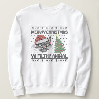 Meowy Christmas Ya Filthy Animal - Ugly Christmas T Shirt