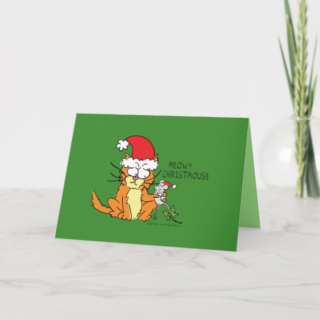 Meowy Christouse Cat & Mouse Funny julkort Kort (Framsida)