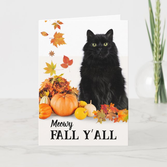 Meowy Fall Y all Halloween Black Cat Kort (Framsida)