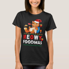 Meowy Foodmas Funny Cat T-Shirt | Cute Helgdag