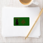 Meowy God, svart katttwinkle ljus La Adressetikett<br><div class="desc">God jul! - Söt svart katt med julrött och grönt twinkle ljus - anpassade! Och design överförbar!</div>