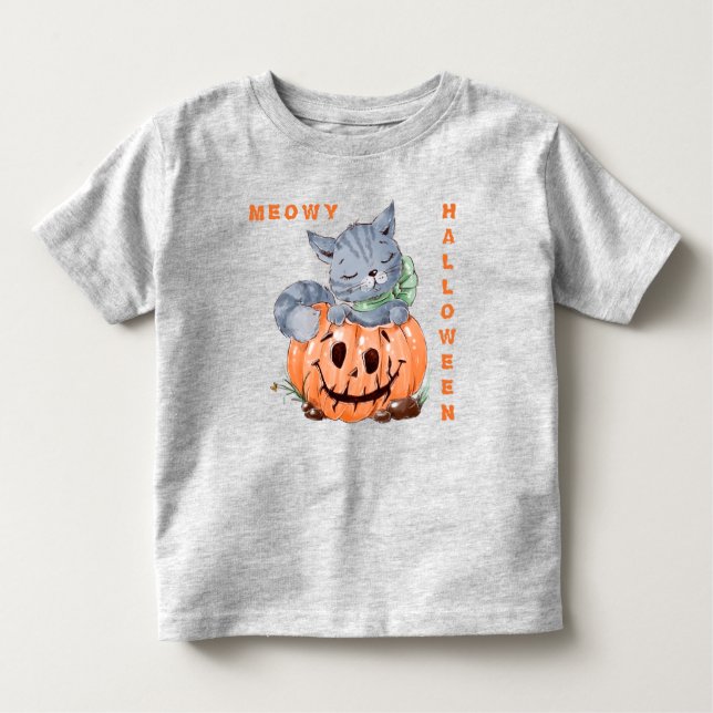 Meowy Jack o'Lantern Kitten Halloween T Shirt (Framsida)