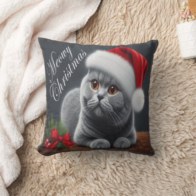 Meowy jul British Shorthair Santa Cat Kudde (Filt)