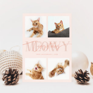 Meowy Jul Cat Foton Peach-jul Julkort