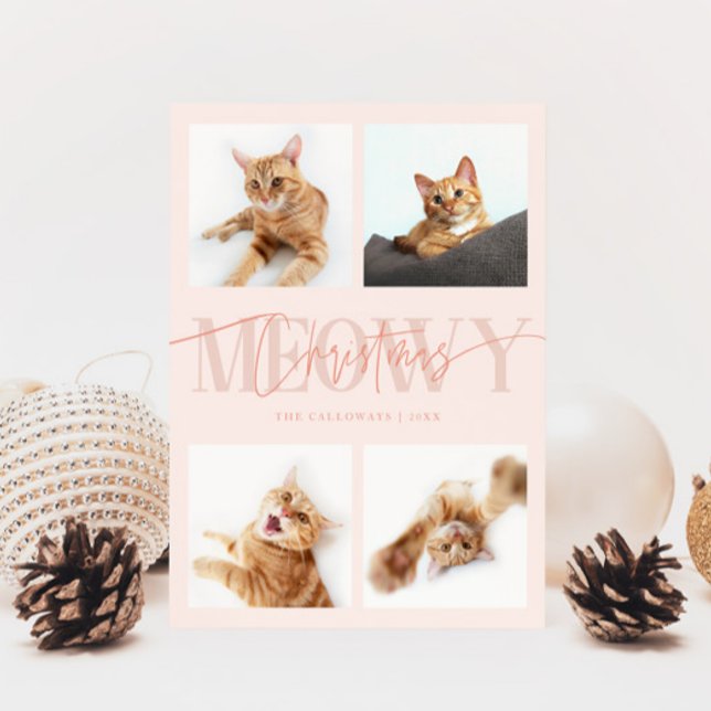 Meowy Jul Cat Foton Peach-jul Julkort (Skapare uppladdad)