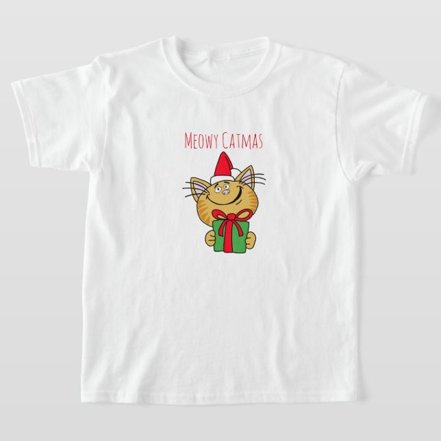 Meowy jul Cat Girls'Ruffle T-Shirt (Laydown)