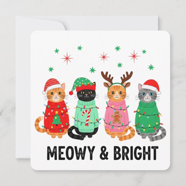 Meowy jul Cat Inbjudningar (Framsida)