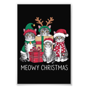 Meowy jul Cat Julafton Funny Cats Älskare Fototryck