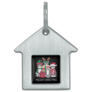 Meowy jul Cat Julafton Funny Cats Älskare ID-bricka Husdjur