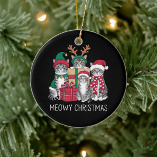 Meowy jul Cat Julafton Funny Cats Älskare Julgransprydnad Keramik